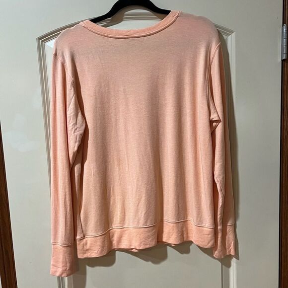 ATHLETA Sunrise V-Neck Sweatshirt Peach Orange Women’s Size Large - Picture 3 of 6